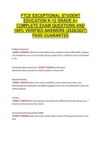 Ftce Exceptional Student &NewLine;Education K-12 Grade A&plus; &NewLine;Complete Exam Questions And &NewLine;100&percnt; Verified Answers &lpar;2026&sol;2027&rpar; &NewLine;Pass Guarantee 