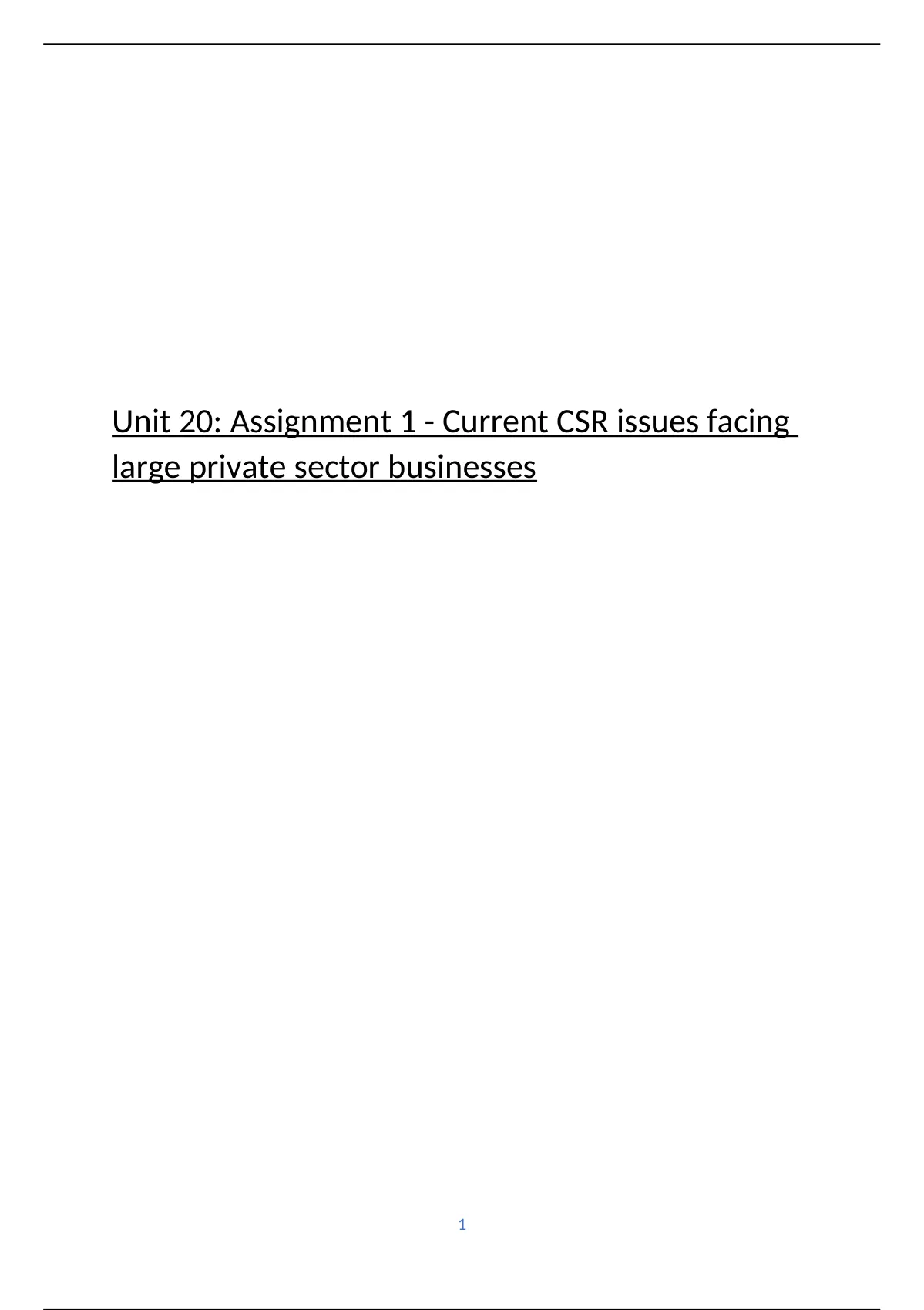 unit 20 csr assignment 1