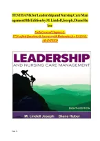 TEST BANK for Leadership and Nursing Care Management 8th Edition by M&period; Lindell Joseph PhD RN FAONL FAAN &lpar;Author&rpar;&comma; Diane Huber PhD RN NEA-BC FAAN &lpar;Author&rpar; Latest Version 2025 &lbrack;A&plus;&rsqb;