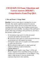 CSULB KIN 312 Exam 3 Questions and&NewLine;Correct Answers 2026&sol;2027 &vert;&NewLine;Comprehensive Exam Prep Q&A
