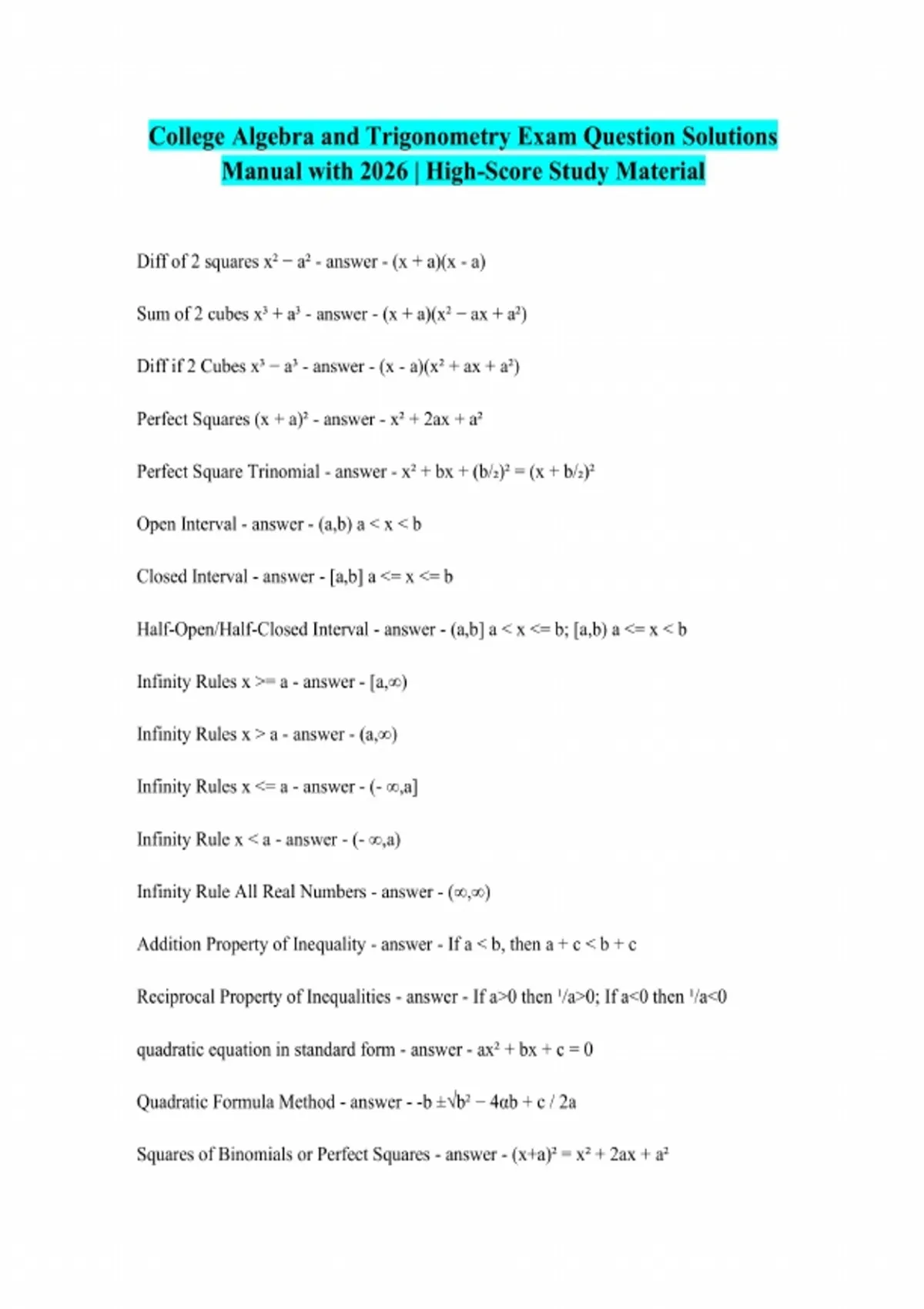 Solution Manual for College Algebra and Trigonometry by Margaret L Lial ...