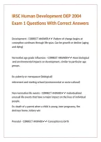 IRSC Human Development DEP 2004 Exam 1 Questions With Correct Answers