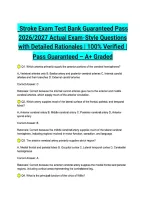 Stroke Exam Test Bank Guaranteed Pass 2026&sol;2027 Actual Exam-Style Questions with Detailed Rationales &vert; 100&percnt; Verified &vert; Pass Guaranteed &ndash; A&plus; Graded
