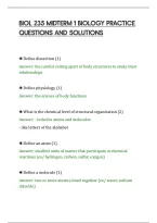 Biol 235 Midterm 1 Biology Practice&NewLine;Questions And Solutions