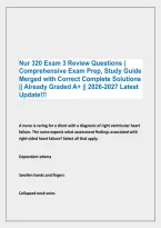 Nur 320 Exam 3 Review Questions &vert; &NewLine;Comprehensive Exam Prep&comma; Study Guide&NewLine;Merged with Correct Complete Solutions &NewLine;&vert;&vert; Already Graded A&plus; &vert;&vert; 2026-2027 Latest &NewLine;Update&excl;&excl;&excl;