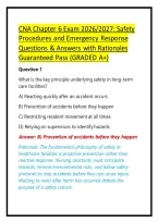 CNA Chapter 6 Exam 2026&sol;2027&colon; Safety Procedures and Emergency Response Questions & Answers with Rationales