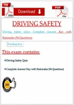 Driving Safety Quiz&colon; Complete Answer Key with Rationales &lpar;94 Questions&rpar;&NewLine;&NewLine;