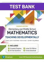 Test Bank &mdash; Elementary and Middle School Mathematics&colon; Teaching Developmentally&comma; 11th Edition &mdash; John A&period; Van de Walle&comma; Karen S&period; Karp&comma; Jennifer M&period; Bay-Williams &lpar; 2026 &rpar;  &mdash; ISBN 9780136818038  &mdash;  All Chapters 1-22 Complete