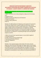 Oncology Certification Newest Exam With  400 Complete Questions And Correct Answers With Detailed Rationales &vert; Already Graded A&plus;&vert;&vert;Brand New Version&excl;&excl;