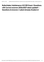 BoilerMaker Maintenance NCCER Exam &vert; Questions with Correct Answers 2026&sol;2027 latest update&excl;&excl; - Questions & Answers &vert; Latest Already Graded A&plus;&NewLine;