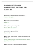 Blood Bank Final Exam&NewLine;Comprehensive Questions And&NewLine;Solutions