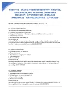 Chem 102 - Exam 2 &lpar;Thermochemistry&comma; Kinetics&comma; Equilibrium&comma; And Acid-Base Chemistry&rpar; 2026&sol;2027 &vert; 60 Verified Q&A &vert; Detailed Rationales &vert; Pass Guaranteed &ndash; A&plus; Graded