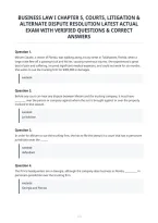 Business Law I Chapter 5&comma; Courts&comma; Litigation &&NewLine;Alternate Dispute Resolution Latest Actual&NewLine;Exam With Verified Questions & Correct&NewLine;Answers