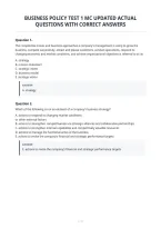 Business Policy Test 1 Mc Updated Actual&NewLine;Questions With Correct Answers&NewLine;