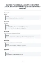 Business Process Management Quiz 1 Latest&NewLine;Actual Exam With Verified Questions & Correct&NewLine;Answers