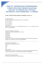 Chem 102 - Midterm Exam &lpar;Comprehensive&colon; Atomic Structure Through Solutions&rpar; 2026&sol;2027 &vert; 60 Verified Q&A &vert; Detailed Rationales &vert; Pass Guaranteed &ndash; A&plus; Graded