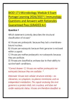 BIOD 171 Microbiology Module 6 Exam Portage Learning 2026&sol;2027 &vert; Immunology Questions and Answers with Rationales