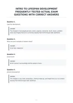 Intro To Lifespan Development&NewLine;Frequently Tested Actual Exam&NewLine;Questions With Correct Answers&NewLine;
