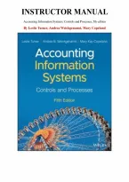 Instructor's Manual for Accounting Information Systems&colon; Controls and Processes&comma; 4th Edition by Leslie Turner&comma; Andrea Weickgenannt&comma; Mary Copeland&comma; Chapter 1-14 &vert; All Chapters