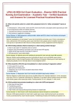 LPN&sol;LVN HESI Exit Exam Evaluation &ndash; Elsevier HESI Practical&NewLine;Nursing Exit Examination &ndash; Academic Year &ndash; Verified Questions&NewLine;and Answers for Licensed Practical&sol;Vocational Nurses