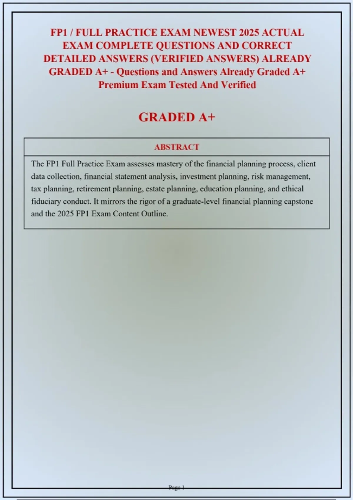 Fp1 Full Practice Exam Newest 2026 Actual Exam Complete Questions And ...