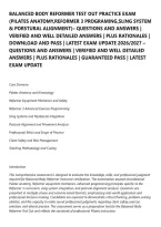 Balanced Body Reformer Test Out Practice Exam&NewLine;&lpar;Pilates Anatomy&comma;Reformer 3 Programing&comma;Sling System&NewLine;& Porstural Alignment&rpar;&ndash; Questions And Answers &vert;&NewLine;Verified And Well Detailed Answers &vert; Plus Rationales &vert;&NewLine;Download And Pass &vert; Latest Exam Update 2026&sol;2027 
