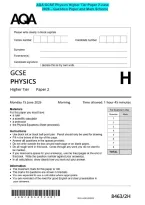 AQA GCSE Physics Higher Tier Paper 2 June&NewLine;2026 &ndash; Question Paper and Mark Scheme