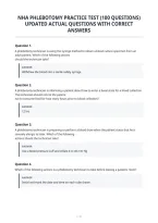 Nha Phlebotomy Practice Test &lpar;100 Questions&rpar;&NewLine;Updated Actual Questions With Correct&NewLine;Answers&NewLine;