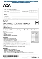 AQA GCSE Combined Science&colon; Trilogy Higher Tier Physics Paper 1H Combined&NewLine;Question Paper & Final Mark Scheme 2026