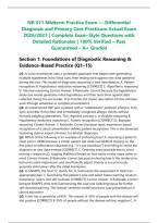NR 511 Midterm Practice Exam &mdash; Differential Diagnosis and Primary Care Practicum Actual Exam 2026&sol;2027 &vert; Complete Exam‑Style Questions with Detailed Rationales &vert; 100&percnt; Verified &ndash; Pass Guaranteed &ndash; A&plus; Graded&NewLine;&NewLine;