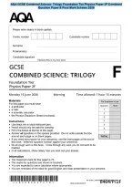 AQA GCSE Combined Science&colon; Trilogy Foundation Tier Physics Paper 2F Combined&NewLine;Question Paper & Final Mark Scheme 2026