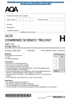 AQA GCSE Combined Science&colon; Trilogy Higher Tier Biology Paper 1H Combined&NewLine;Question Paper & Final Mark Scheme 2026