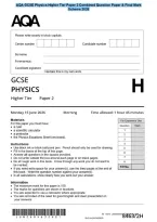 AQA GCSE Physics Higher Tier Paper 2 Combined Question Paper & Final Mark&NewLine;Scheme 2026
