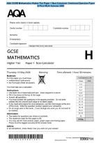 AQA GCSE Mathematics Higher Tier Paper 1 Non-Calculator Combined Question Paper&NewLine;& Final Mark Scheme 202