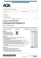 AQA Level 2 Certificate Further Mathematics Paper 1 Non-Calculator Combined&NewLine;Question Paper & Final Mark Scheme 2026