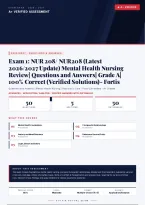 NUR 208 Exam 1 Mental Health Nursing Review Fortis 2026&sol;2027 &ndash; Questions and Answers &vert; Clinical Psychiatry &vert; Complete Verified Answers &vert; Detailed Rationales &ndash; Pass Guaranteed &ndash; A&plus; Graded