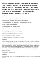 Florida Chiropractic Law & Rules Exam&ndash; Questions&NewLine;And Answers &vert; Verified And Well Detailed Answers &vert;&NewLine;Plus Rationales &vert; Download And Pass &vert; Latest Exam&NewLine;Update 2026&sol;2027 &ndash; Questions And Answers &vert; Verified&NewLine;And Well Detailed Answers &vert; Plus Rationales &vert;&NewLine;Gu