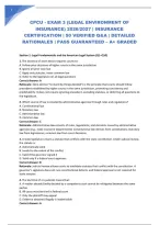 Cpcu - Exam 3 &lpar;Legal Environment Of Insurance&rpar; 2026&sol;2027 &vert; Insurance Certification &vert; 50 Verified Q&A &vert; Detailed Rationales &vert; Pass Guaranteed &ndash; A&plus; Graded