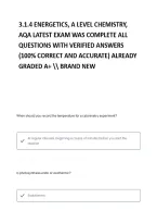  Energetics&comma; A Level Chemistry&comma; AQA Complete Questions And Verified Answers&sol; Complete Solutions With Rationales &vert;Get It 100&percnt; Accurate&excl;&excl; Already graded A&plus;