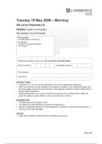 OCR AS Level Chemistry A H032&sol;02 JUNE 2026 QUESTION PAPER&colon; Depth in chemistry