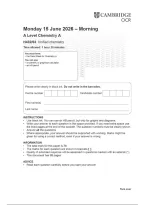 OCR A Level Chemistry A H432&sol;03 JUNE 2026 QUESTION PAPER&colon; Unified chemistry