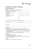 OCR A Level Chemistry A H432&sol;02 JUNE 2026 QUESTION PAPER&colon; Synthesis and analytical techniques&NewLine;