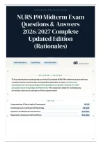 NURS 190 Midterm Exam Questions & Answers 2026&sol;2027 Complete Updated Edition &lpar;Rationales&rpar;