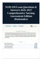 NURS 190 Exam Questions & Answers 2026&sol;2027 Comprehensive Nursing Assessment Edition &lpar;Rationales&rpar;