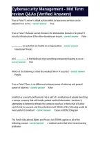 Cybersecurity Management - Mid Term review Q&As &lpar;Verified Answers&rpar;&period;