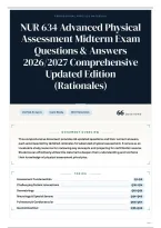 NUR 634 Advanced Physical Assessment Midterm Exam Questions & Answers 2026&sol;2027 Comprehensive Updated Edition &lpar;Rationales&rpar;