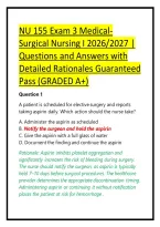 NU 155 Exam 3 Medical-Surgical Nursing I 2026&sol;2027 &vert; Questions and Answers with Detailed Rationales Guaranteed Pass &lpar;GRADED A&plus;&rpar;
