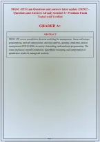 Mgsc 492 Operations Research Management Science Exam Questions And Correct Answers With Rationales&vert; Instant Download