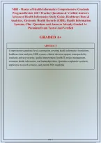 Mhi Master Of Health Informatics Comprehensive Graduate Program Review Practice Questions And Answers With Rationales&vert; Instant Download