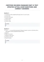 Certified Records Manager Part Iv Test&NewLine;Updated Actual Exam Questions And&NewLine;Correct Answers